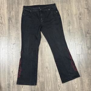 Women's Harley-Davidson Embroiderd Black Bootcut Jeans Size 18 Long